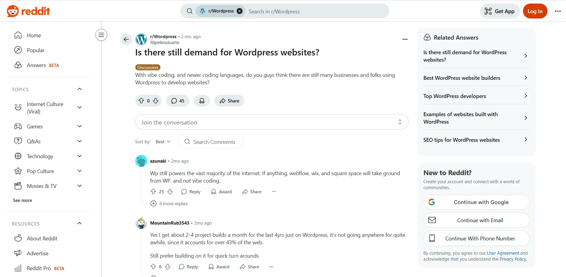 reddit wordpress